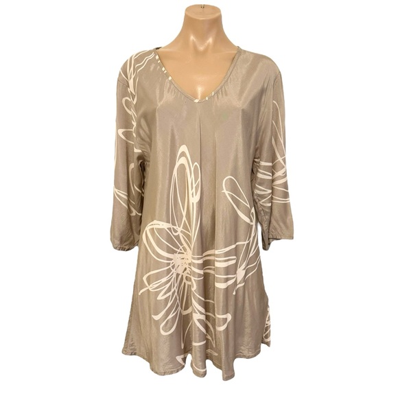 MASAI LONG DOODLE PRINT V NECK COMFORT TOP XL - Picture 2 of 3